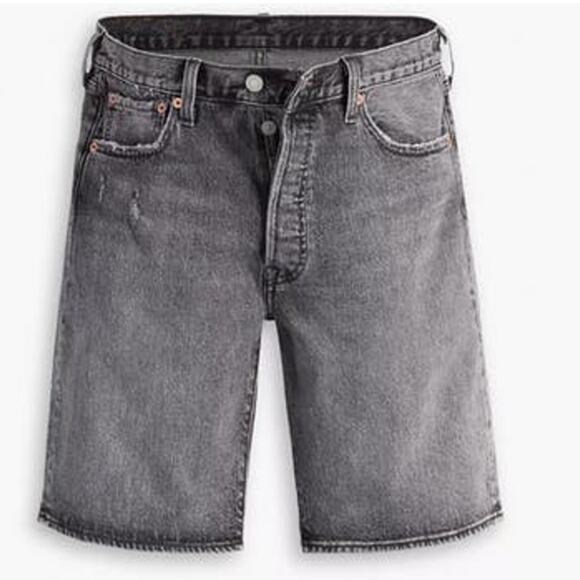 NEW Levi's 501 9" Mens Jean Shorts Grey Denim Hemmed Button Fly Stretch Size 42 - Picture 4 of 7